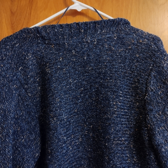 Charter Club open knit cardigan. Blue with brown/orange flecks. Women's M. - Picture 11 of 14